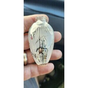 Vintage Chinese Inside-Painted Glass Snuff Bottle – Bamboo Design Hand-Painted